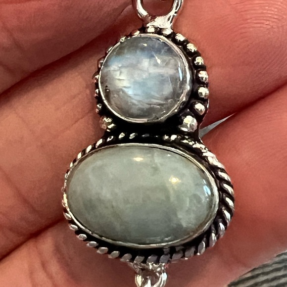 Amethyst, Aquamarine & Rainbow 🌈 Moonstone Handcrafted Pendant NWOT - Picture 9 of 17